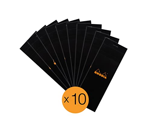 RHODIA 82009C, Stapled Notepad N°8 Shopping Black, 7.4x21 cm, Small Tiles, 80 Detachable Sheets, 80G Clairefontaine Paper - Image 2