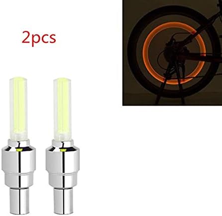 Valve Stems & Caps - 2pcs New Car Wheel Tire Valve LED Lights Auto Accessories for Matiz Nexia Nubira Sens Tosca Winstorm (Yellow)