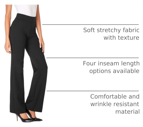 Image of Tapata Women Dress Pants 28 inch /30 inch /32 inch /34 inch High Waist Stretchy Bootcut Pants Tall, Petite, Regular for Office Business Casual