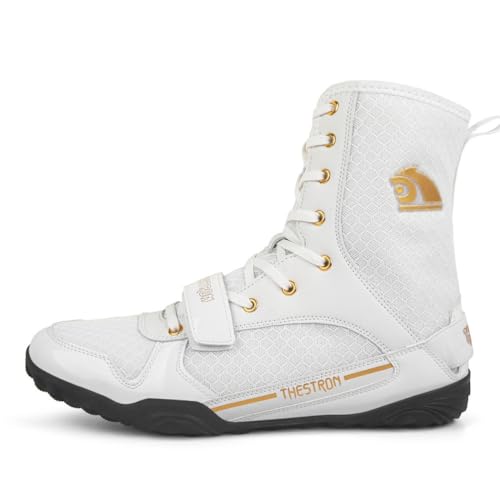 FJJLOVE - FJJLOVE Chaussures de Lutte Hautes, Boxeurs en Maille Respirante, Chaussures Antidérapantes pour Combat, Exercice et Fitness pour Hommes et Femmes,White,43 EU