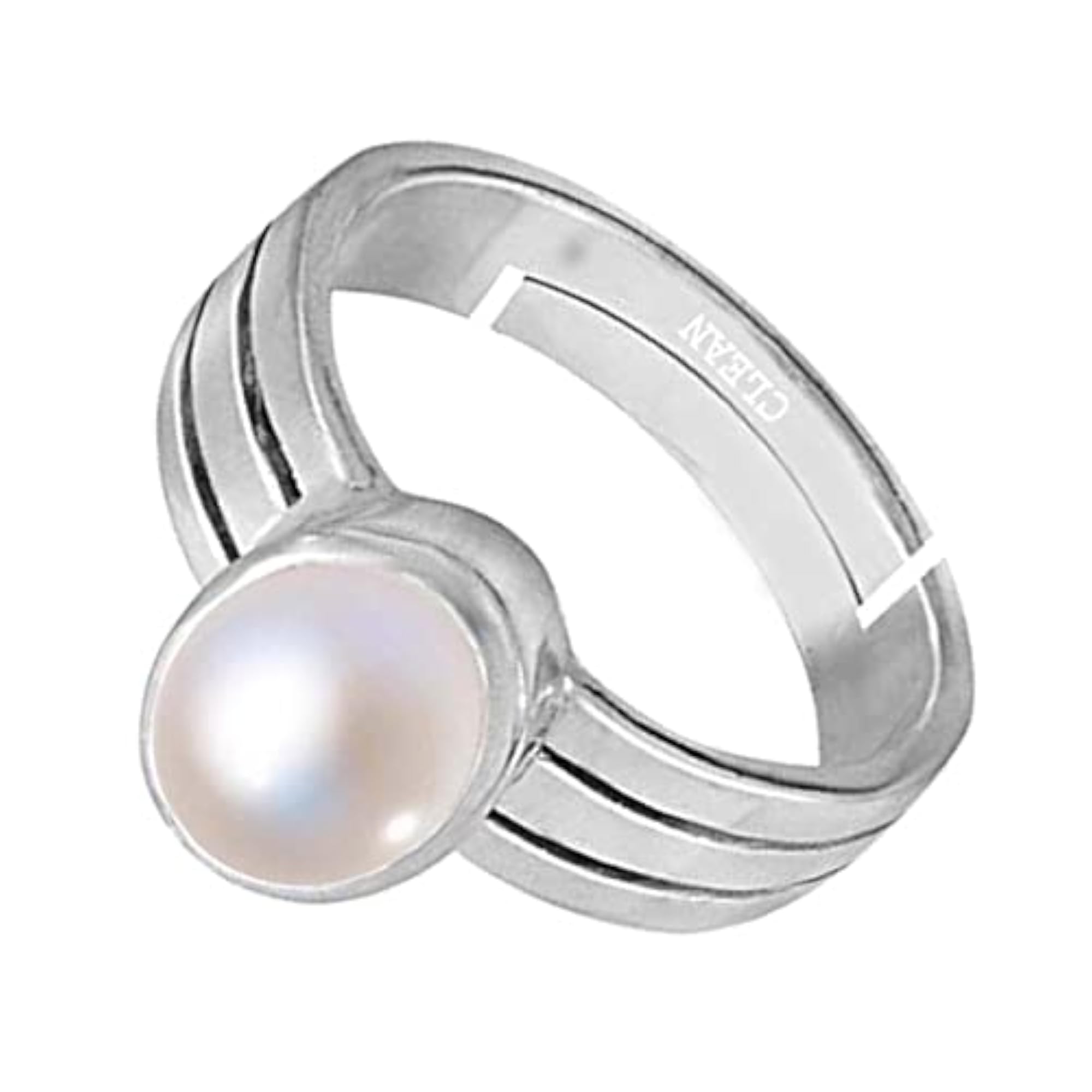 Women's 925 Sterling Silver Adjustable Pearl Astrological Ring, 10.25 Ratti
