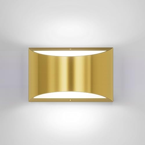 Aipsun Brushed Brass Wall Sconce Indoor Wall Lights Hardwired 1 Pack Up and Down Wall Mount Light for Living Room Bedroom Hallway Corridor Conservatory Cool White 6000K(with G9 Bulbs)