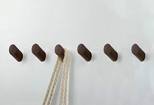 Patères en bois de noyer (lot de 6) au design scandinave élégant pour entrée