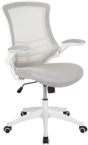 Flash Furniture Kelista Office Chair, Ergonomic, Mid-Back, White Frame, Gray Mesh with Swivel