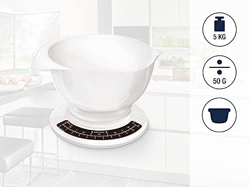 Bild 1 - Soehnle Culina Pro 5 kg, analoge Küchenwaage, weiß, Gewicht bis zu 5 kg (50-g-genau), Haushaltswaage mit großer Rührschüssel, Küchenwaage retro für Kuchen und weiteres