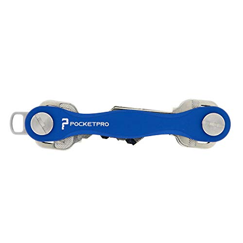 PocketPro - Compact Key Holder - Smart Key Organizer - Up To 16 Keys - Lightweight - Aircraft Grade Aluminum - 9 Colors - Made In USA - Edge Design (Blue)
