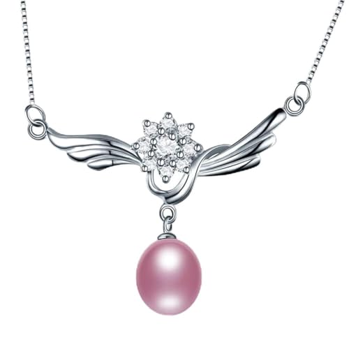 Collier de perles ovales d'eau douce anti-ternissement avec son pendentif Zircon brillant
