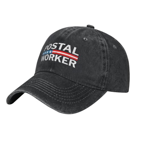 Peiyeety Postal Worker Washed Retro Denim Hat Cotton Golf Cap Black