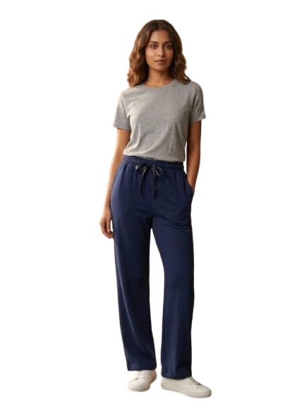 Women's Wide-Leg Pyjama Pure Cotton Solid Relaxed Fit Trackpants-image-16