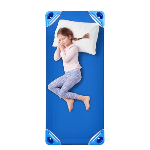 VEVOR stapelbares Kinderbett 6er-Pack tragbare Kleinkinder-Schlafbetten, Standardgröße 130 x 57 x 15 cm, Kindertagesstättenbetten Vorschulklassenzimmer zum Schlafen Ausruhen Mittagsschlaf, blau