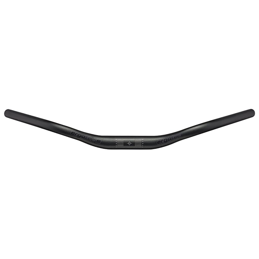 Ergotec Stuttgarter Handlebar, 31.8mm Aluminum Handlebar with 46mm Rise and 52° Back Sweep, 610mm Width, 180mm Grip Length, Safety Level 5, Black Sandblasted