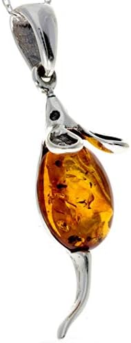Genuine Baltic Amber & Sterling Silver Mouse Pendant without Chain - 568