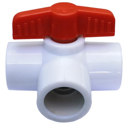 Image of ESEKSAFAR Plain UPVC T-Way Ball valve for (32-33) mm outer diameter pipe fitting (1 inchinch BSP Short handle)
