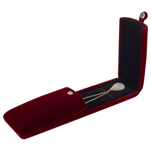 FINGERINSPIRE Caja de terciopelo rojo oscuro