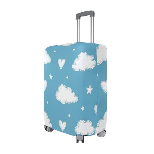 Joisal Suitcase Cover Cute Luggage Protector Anti-scratch Flower Travel Luggage Sleeve for Women Sky Blue White Clouds, M, Fits 22-24 Inch Case3