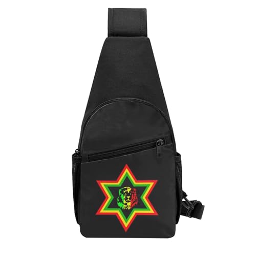 Rasta Star of David Lion of Judah，Fashion One-Shoulder Bag，Anti-Theft Crossbody Shoulder Chest Bag3