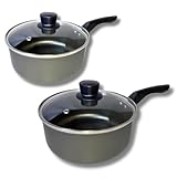 Kit Panelas Marcolar N16 E 18 Antiaderente com Tampa de vidro (GRAFITE)