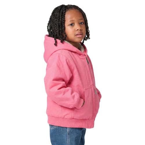 Image of Carhartt Baby Girls Sherpa-Lined Hooded Canvas Zip-Up Jacket