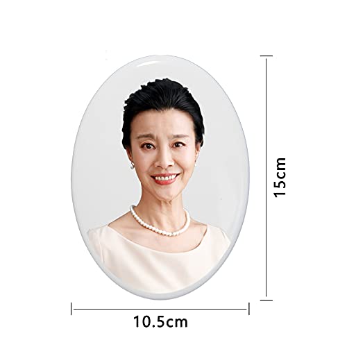 ITODA Headstone Pictures Ceramic Memorial Tile, Personalized Slate DIY Photo Plaque Frames Waterproof Gravestone Monuments Oval Grave Garden Stones Edit Weatherproof Commemorative Pictures