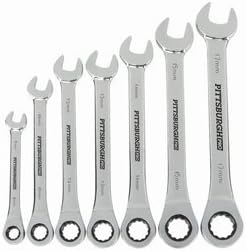 7 Piece Metric Ratcheting Combo Wrench Set by Pittsburgh Professional