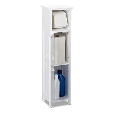 Relaxdays Wooden Bathroom Cabinet with Toilet Roll Holder Cover