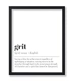 Poster Master Definition of Grit Print - Typography Poster - Dictionary Art - Minimal Gift for Men, Women & Colleague - Funny Decor for Office, Workplace or Dorm - 8x10 UNFRAMED Wall Art