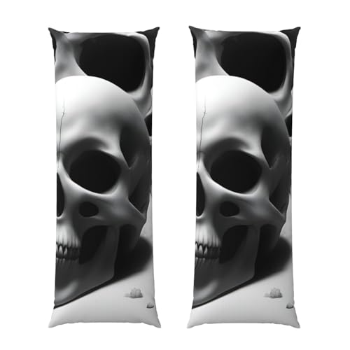 Housse de coussin douce zippée grand format imprimé crânes contrastés pour salon