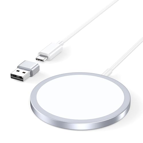 Caricabatterie Wireless Magnetico, Base di Ricarica Wireless Rapida per iPhone Serie 16/15/14/13/12 e AirPods 4/3/2/Pro...