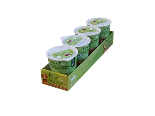 bosch Finest Snack Concept | Fruitees frisches Rehwild & Preiselbeere | Ohne Getreide | softe Hundeleckerli für Training oder als Snack, herzhafte fleischige Leckerlies für alle Hunde| 4 x 200g