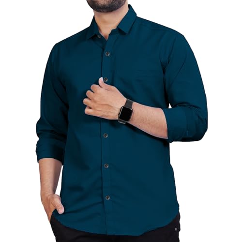 Image of Univibe Men's Slim Fit Full Sleeve Spread Collar Cotton Blend Shirt for Men and Boys