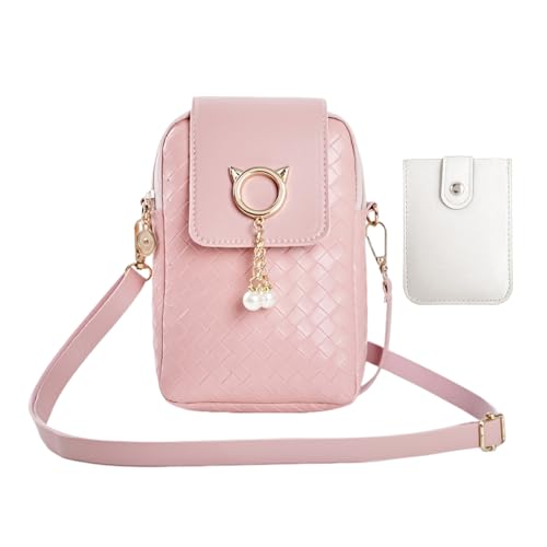 Image of 1 Piece Pink Shoulder Bag, 1 Piece White Card Bag, Fashionable And Simple Mobile Phone Bag, Creative And Personalized Card Bag, And Daily Accessories.
