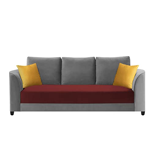 Image of Francis 3 Seater Sofa Set for Living Room (Maroon Grey Fabric)
