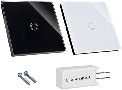 Maclean MCE710W Profesjonalny Pojedynczy Dotykowy Włącznik LED Schodowy Krzyżowy, Uniwersalny Biały Panel, Elegancki Włącznik Światła z Szkła Hartowanego, Podświetlany Dotykowy Przycisk