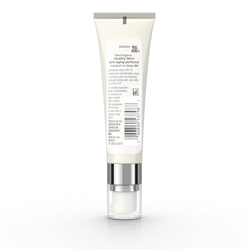 Image of Neutrogena Healthy Skin Anti-Aging Perfector Tinted Facial Moisturizer and Retinol Treatment with Broad Spectrum SPF 20 Sunscreen with Titanium Dioxide, 60 Medium to Deep, 1 fl. oz