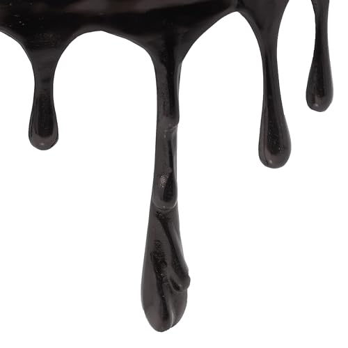 Image of Deco 79 Aluminum Metal Living Room Coffee Table Drip Table with Melting Designed Legs and Shaded Glass Top, Center Table 36 inch x 36 inch x 16 inch, Black