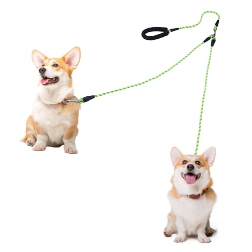 Shinheryee Doppelleine für 2 Hunde, Grün Mittel
