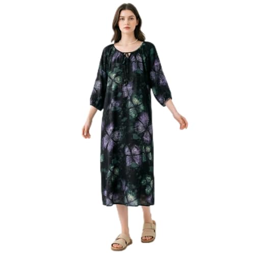 Image of lvenzse Womens Maxi Dress Boho Chiffon Floral Printed V-Neck Long Dresses