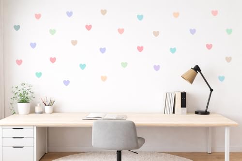 Image of Pastel Color Heart Sticker for Scrapbook or for Wall Decoration, Nursery Decor, Home Decor (Pastel Set)