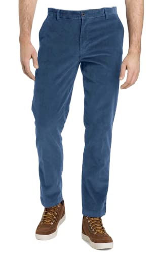 IZOD Men's Tailgate Stretch Flat Front Straight Fit Corduroy Pant, Federal Blue, 32W X 30L