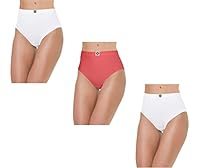 Pepperika Women's High Waist Cotton Stretch Brief Underwear Full Coverage Maternity Pregnancy C-Section Recovery After Delivery Plus Size Pantie Combo (Size 7XL Pack of 3) (Assorted Colours)