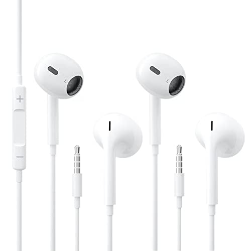 [2 Pack] Auriculares para iPhone, Auriculares de 3,5 mm con Micrófono y Cable Sonido Estéreo Control de Volumen para Huawei, Android, PC y Todos los Dispositivos de Auriculares de 3.5mm Cover