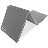 ProsourceFit Tri-Fold Folding Thick Exercise Mat 6’x2’ with Carrying Handles for MMA, Gymnastics Core Workouts, Grey