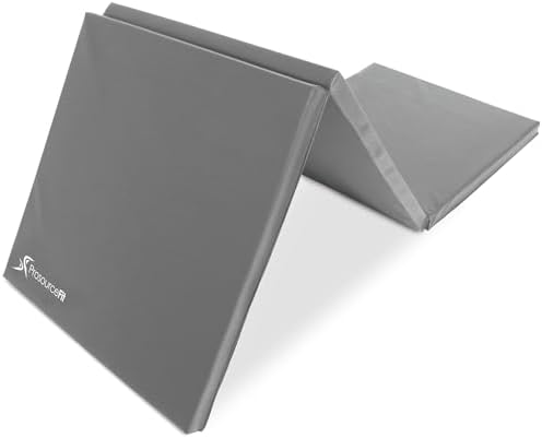 ProSource Tri-Fold Folding Thick Exercise Mat 6'x2' with Carrying Handles for MMA, Gymnastics, Stretching, Core Workouts