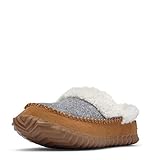 SOREL Women's Out 'N About Slide Slippers — Light Grey, Elk — Indoor & Outdoor — Suede Leather & Faux Fur — Size 5