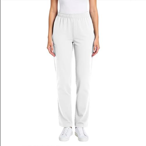 Image of Scrub Pants for Women Drawstring Waist with Straight Leg High Waisted Solid Color Soft Breathable Pants with Pockets