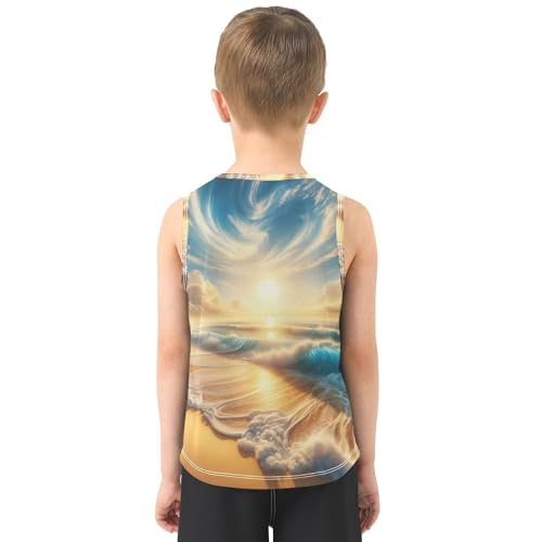 susiyo Summer Beach Waves Boys Sleeveless Tank Top Girls Athletic T Shirt3