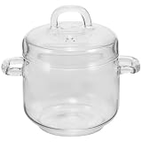 UPKOCH Kleiner Glas Küchentopf mit Deckel und Zwei Griffen 350ml Fassungsvermögen Hitzebeständig und Kompakt zum Kochen und Servieren im Heim