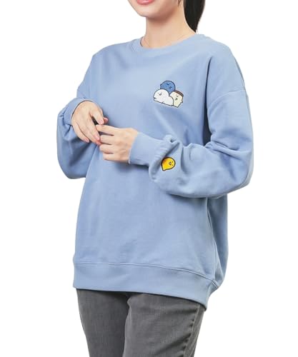 [ハニーズ] スウェット 長袖 キャラクター 裏毛 綿混 刺繍 プリント レディース お文具といっしょ／ゆるトップス 499011974753 サックス Ｌ