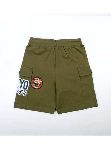 Image of KiddoPanti Boys 100% Cotton Knitted Above Knee Length Basic Cargo Shorts