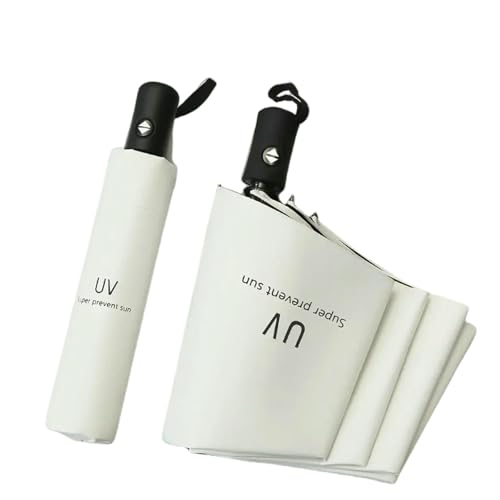 Image of WISEHUBY Automatic Folding Umbrella - Compact, Lightweight, Durable, Uv Protection - Rain And Sun Protection Umbrella-White